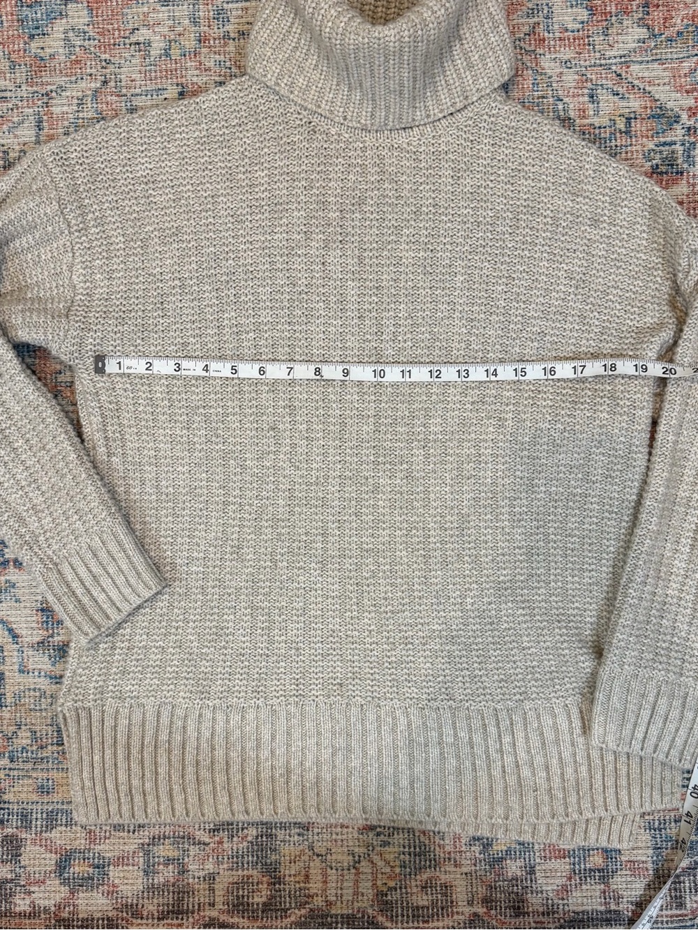 Madewell Oversized Turtleneck Sweater M Oatmeal Chunky Knit Cozy Fall Neutral - Picture 7 of 9